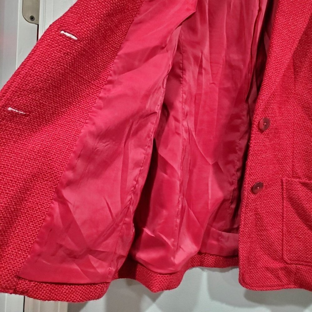 J Jill Womens Blazer Size Small Career Red 2-Button Jacket Pockets Wool Blend - Picture 10 of 14